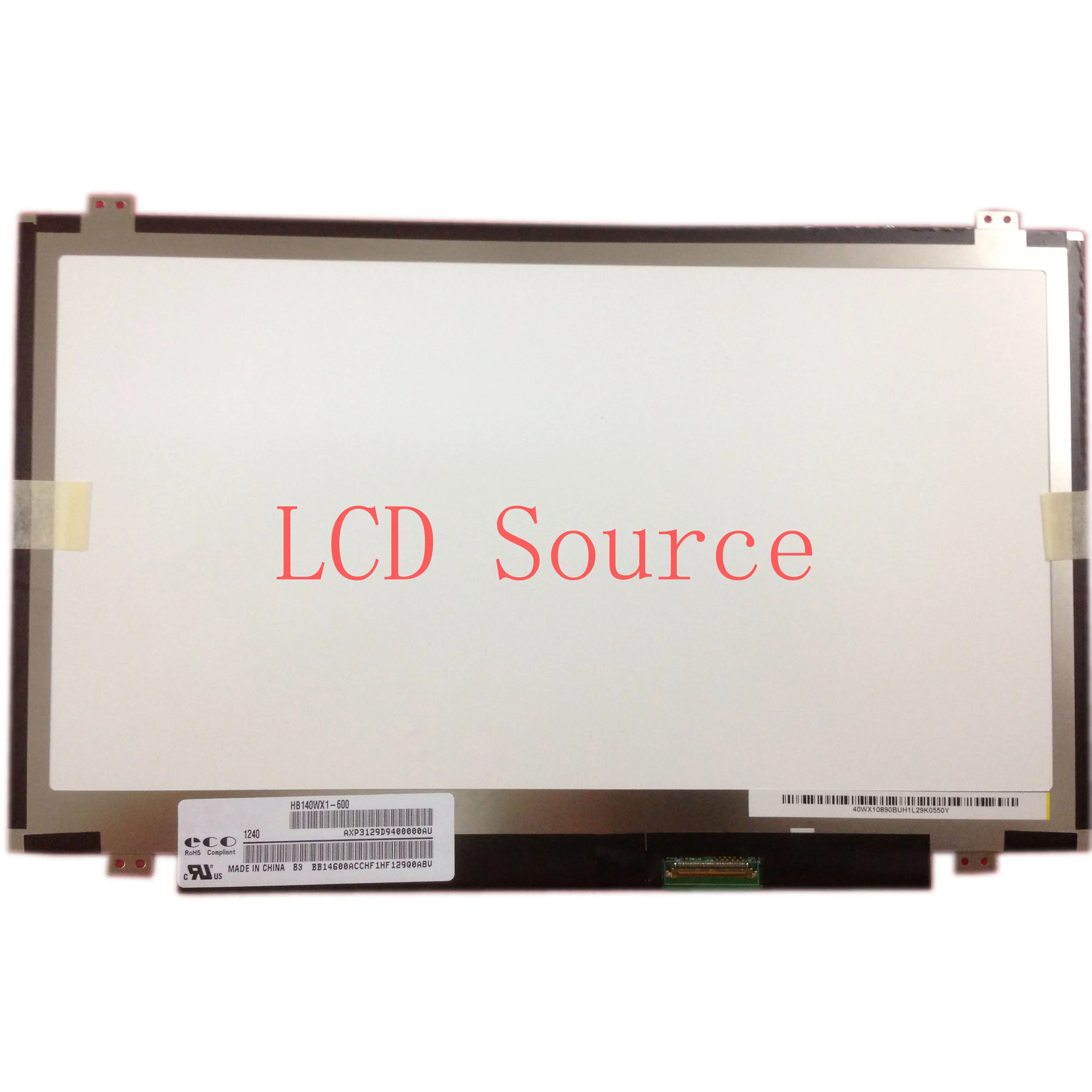 HB140WX1-600 500 400 300 fit LTN140AT20 AT27 CLAA140WB01A N140BGE-L43 1366×768 40PIN 14.0 slim led screen