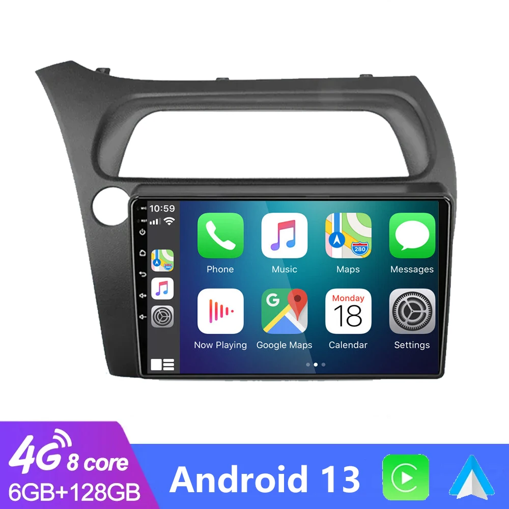 

8G+128GB Car Radio Multimedia Video For Honda Civic Hatchback 2006 2007 - 2011 Android 13 2 Din Autoradio Carplay Head Unit