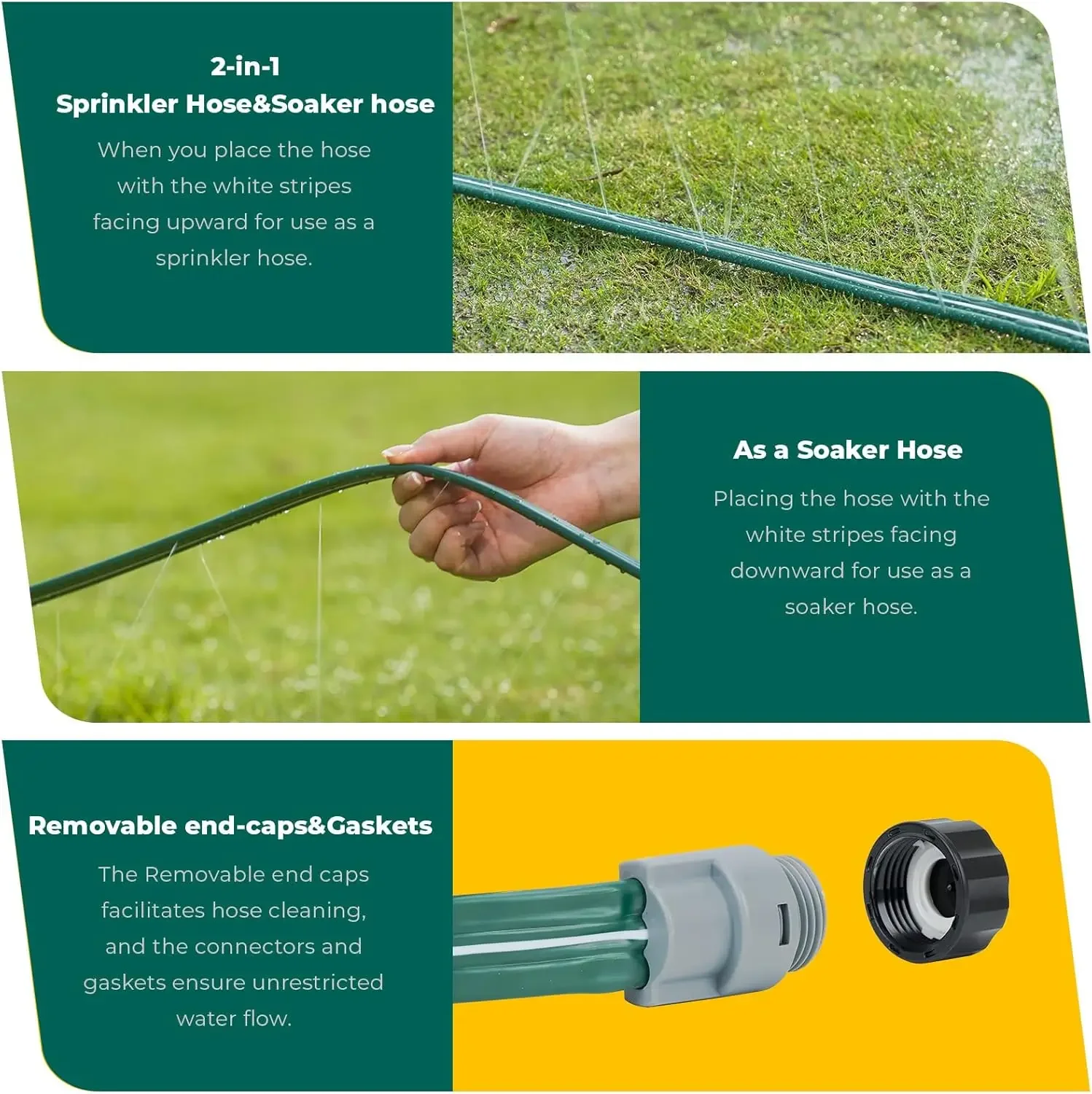 Sprinkler Soaker Hose 25ft 2Pack for Garden Lawn, Watering Hose with Holes, High-Efficiency Water-Saving