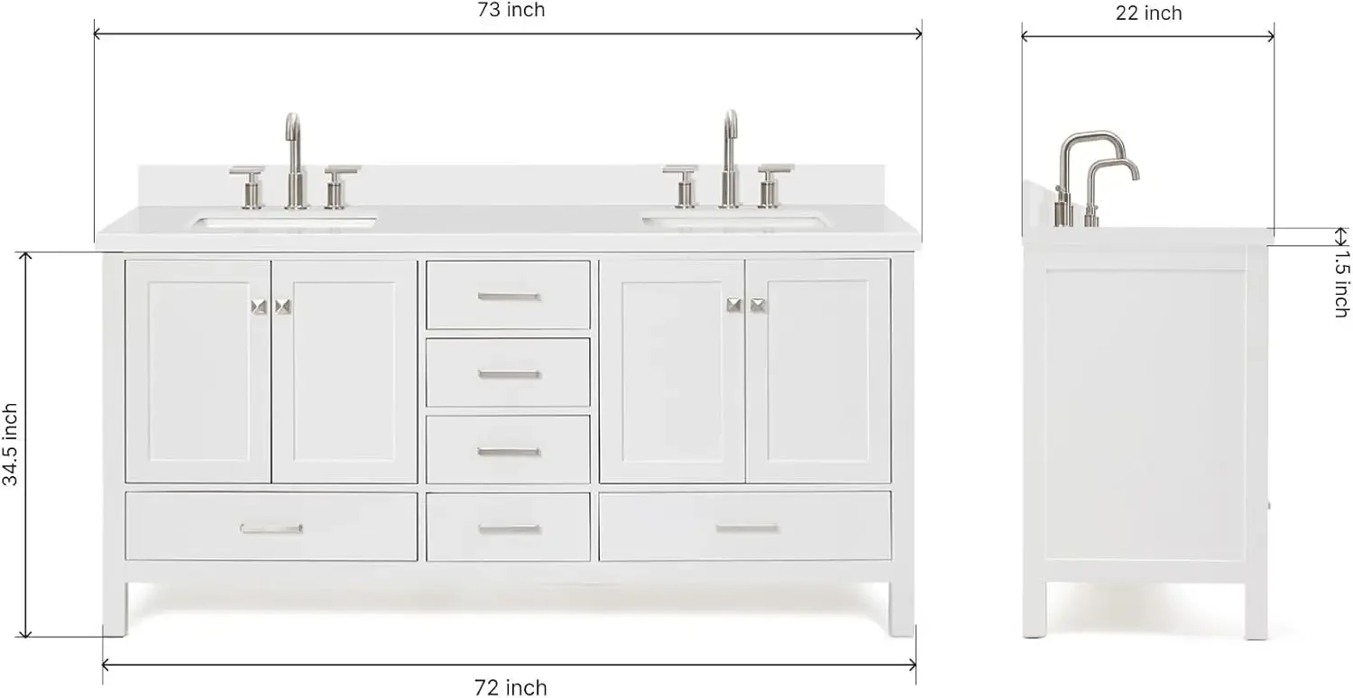 Cambridge White Double Sink Bathroom Vanity 73