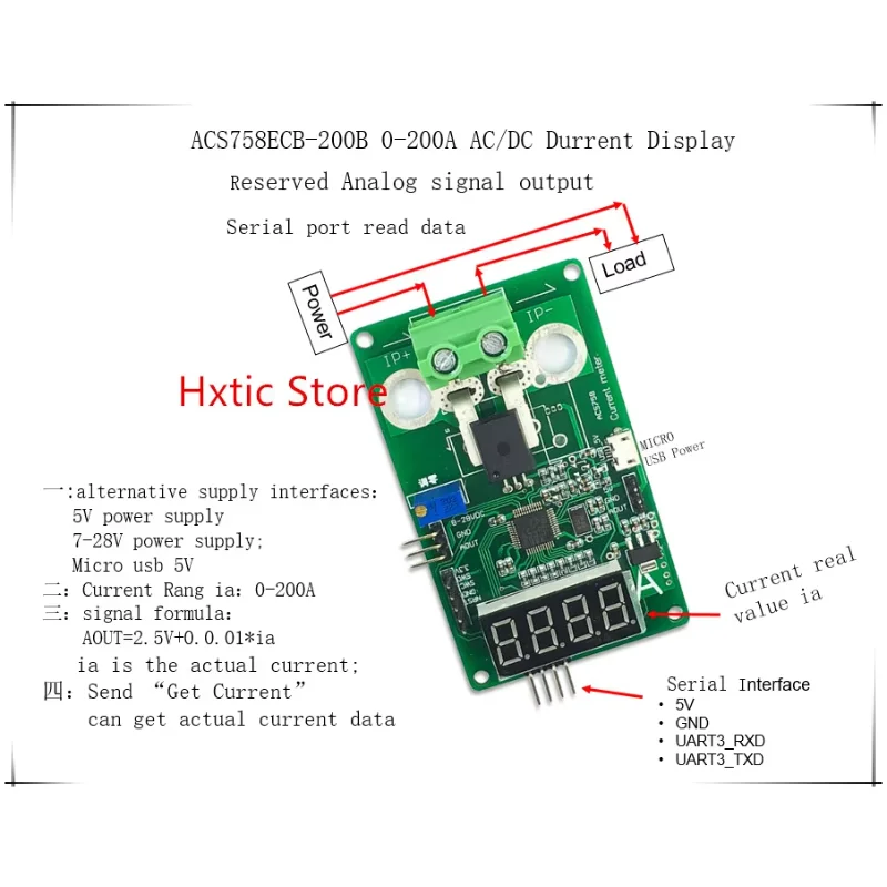 ACS758ECB-200B ACS758 0-200A AC/DC current display meter