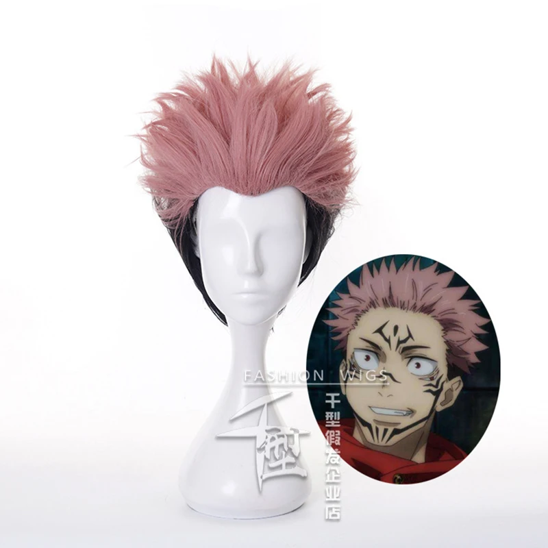 Anime Ryomen Sukuna Cosplay Wig 30cm Party Anime Jujutsu Kaisen Cosplay Wigs Heat Resistant Synthetic Wigs