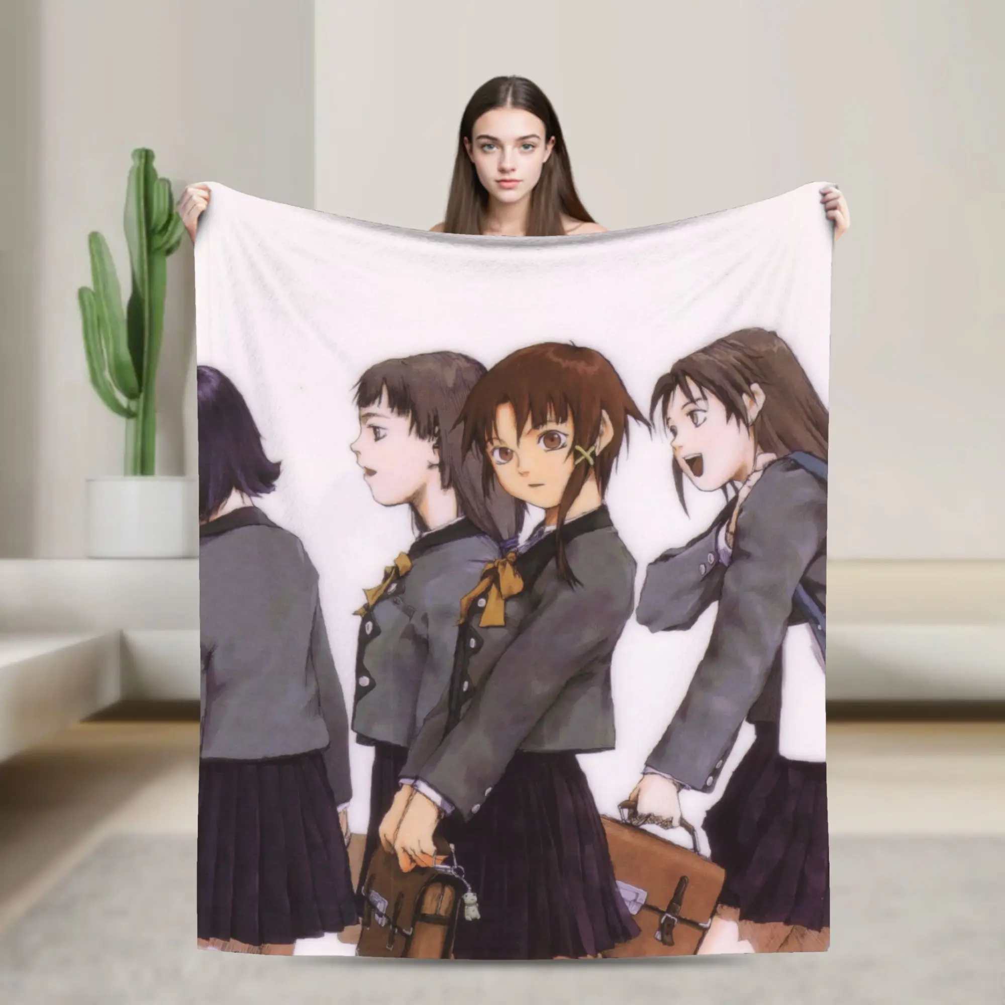 Anime Serial Experiments Lain Super Warm Blanket  Kids Plush Throw Blanket Novelty Outdoor Flannel Bedspread Sofa Bed Cover