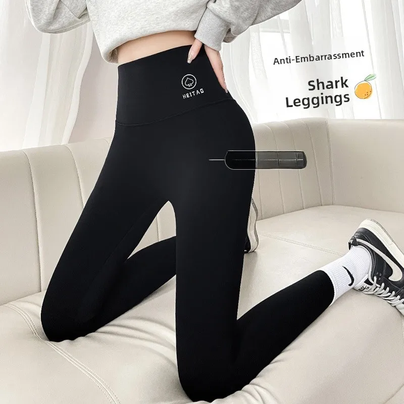 Spodnie do jogi z wysokim stanem, ocieplane, ze skóry jelenia, damskie, codzienne, wyszczuplające, wygodne, plus size, o długości do łydki, odzież wierzchnia.