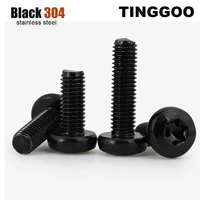 2/5/10/25/50pcs/lot M1.6 M2 M2.5 M3 M4 M5 M6 M8 Black 304 Stainless Steel GB2672 Six-Lobe Torx Pan Round Button Head Screw Bolt