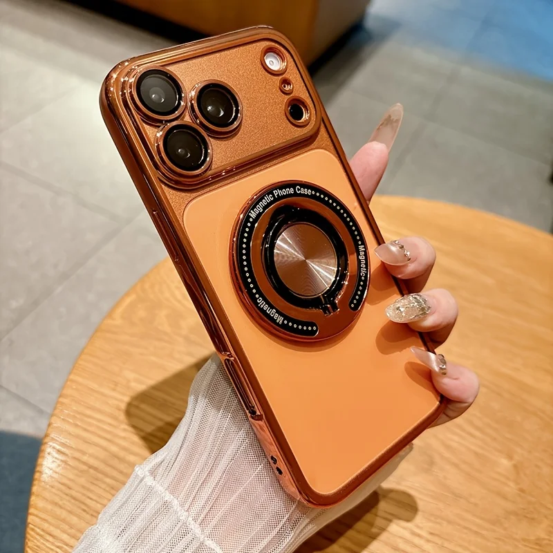 360 ° Unsichtbarer drehbarer Ständer-Ringhalter, matte Hülle für iPhone 17 Pro Max Air 16 15 14 13 Pro Max für Magsafe Armor Cover