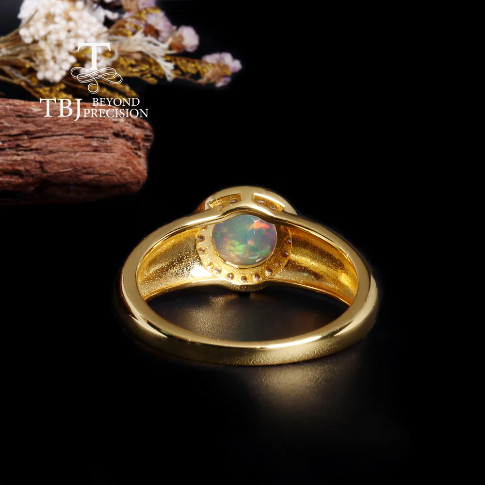 Vintage design Color rich natural Opal Silver Ring October Birthstone gemstone jewelry for women and girls party & banquet wear - view 3