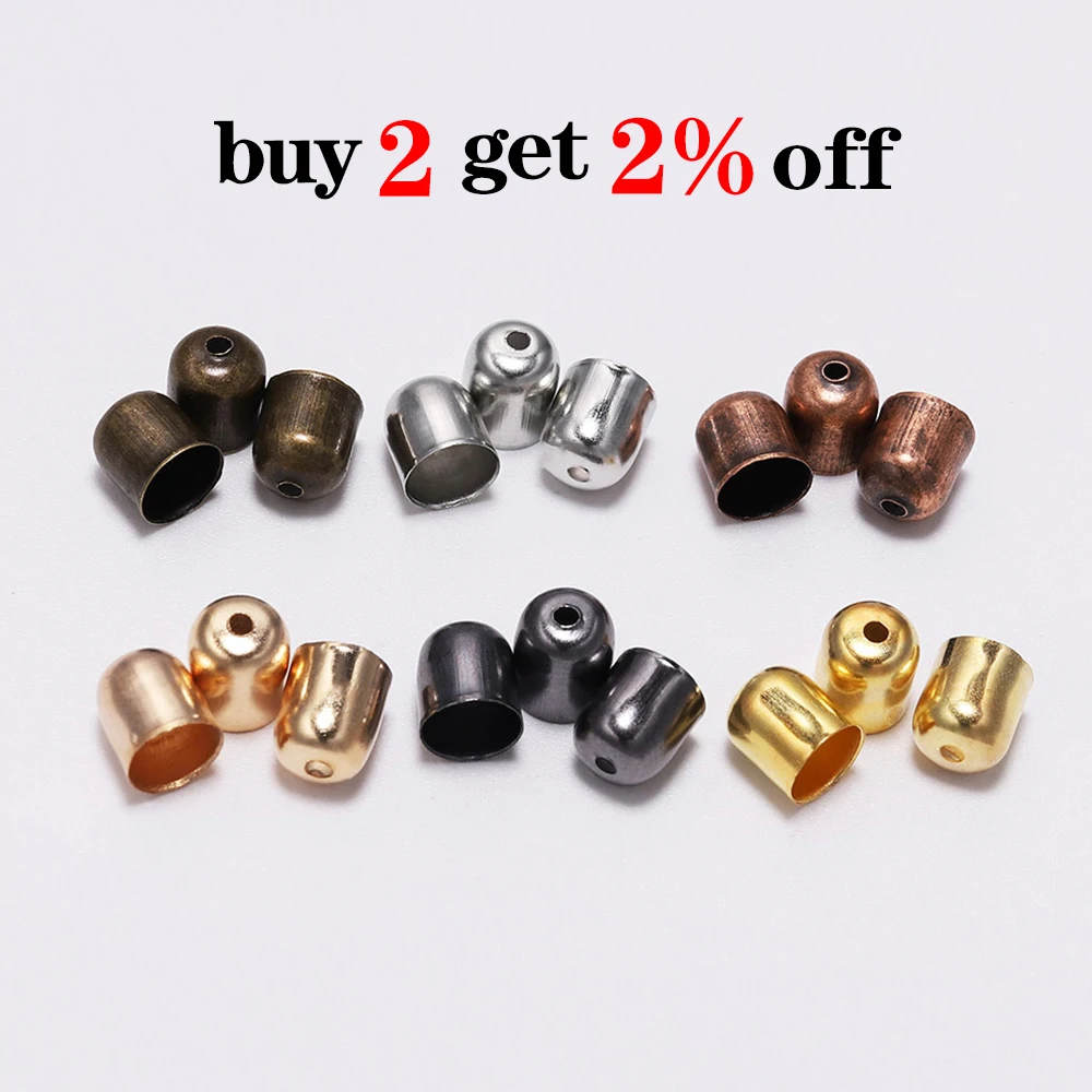 50-100pcs/lot Crimp End Caps Leather Cords End Tip Beads Caps Fit 4 -12mm Clasps For DIY Jewelry Making Findings Supplies image 2
