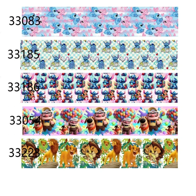 5 Yards The Lion King Stitch Disney UP Cartoon Grosgrain Ribbon Printed for Bows Gift Packaging DIY Craft Materials