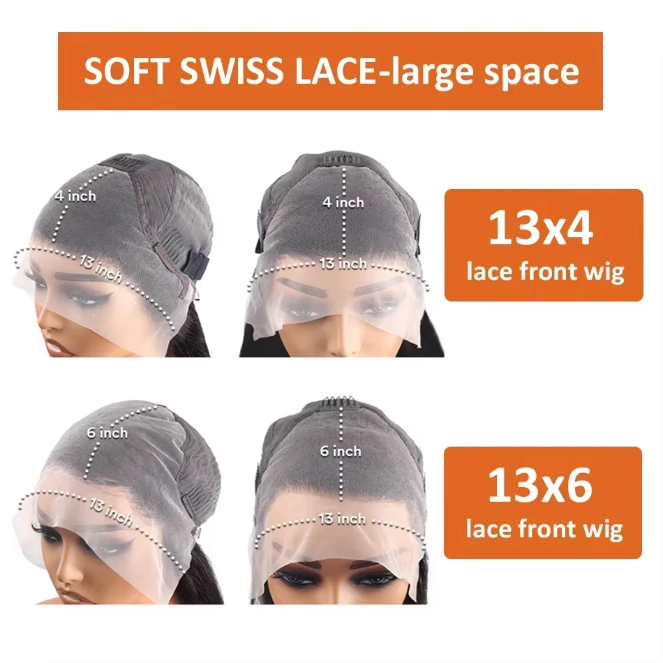 36 بوصة البرتقال الزنجبيل الدانتيل الجبهة شعر بشري مجعد الباروكات للنساء موجة عميقة شعر مستعار أمامي 13x4 13x6 HD الدانتيل الجبهة باروكة من شعر طبيعي #6