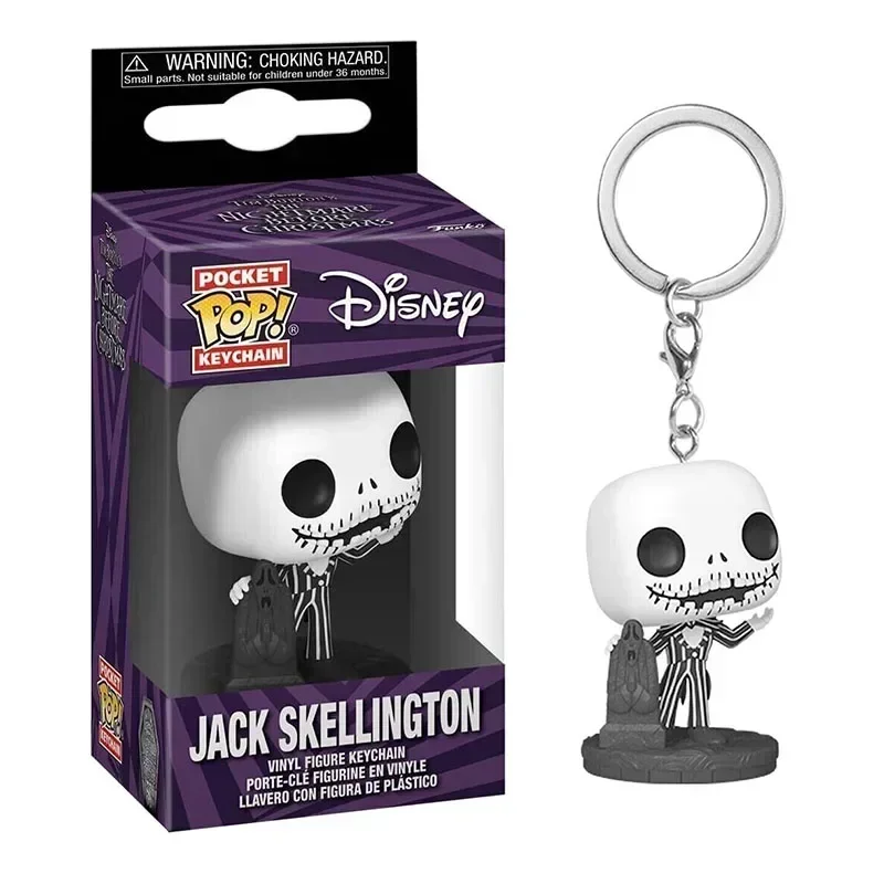 FUNKO POP Disney Keychain Snowman Jack Dapper Jack Oogie Boogie Teddy Mayor Sally Zero Pumpkin King Vinyl Figure Key Chain Toy