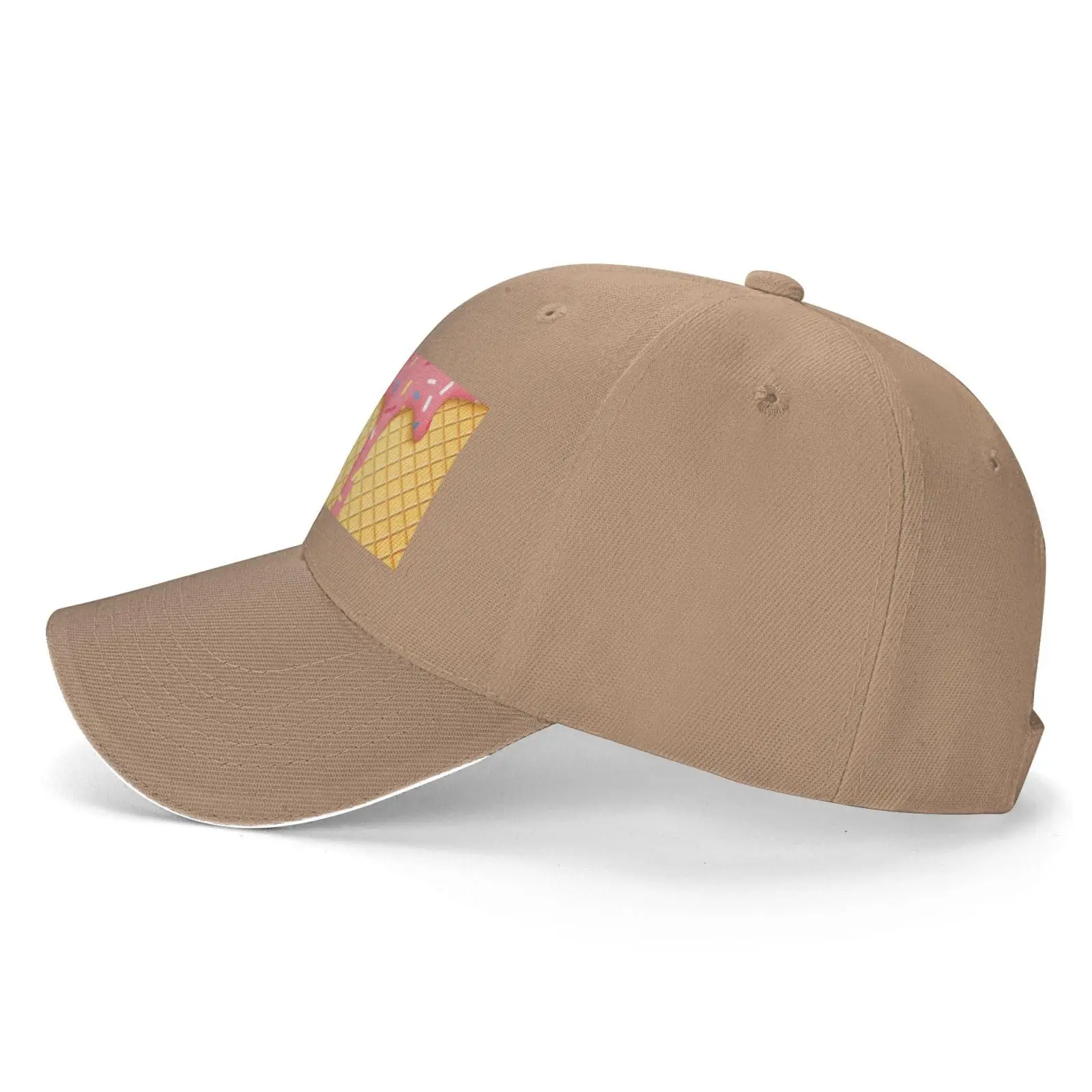 Ice Cream and Waffle Pattern Print Casual Sandwich Baseball Caps Adjustable Men's and Women's Caps Classic Hats image 3