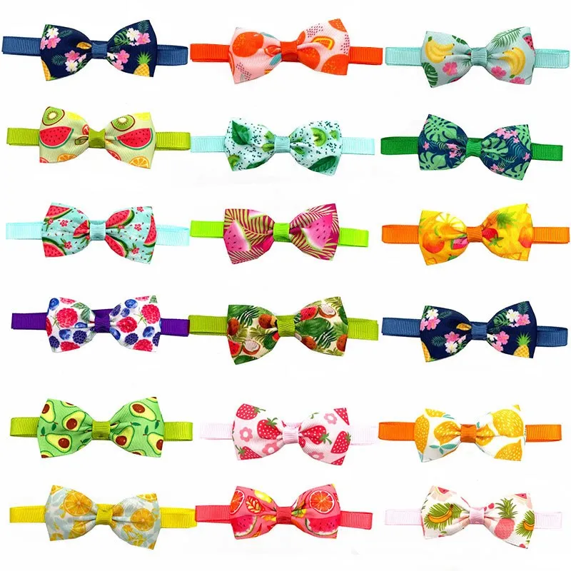 50/100pcs MixColor Pet Dog Bow Tie Summer Pet Supplies Small Dog Cat Puppy Bowties Summer Fruit Style Small Dog Grooming Product