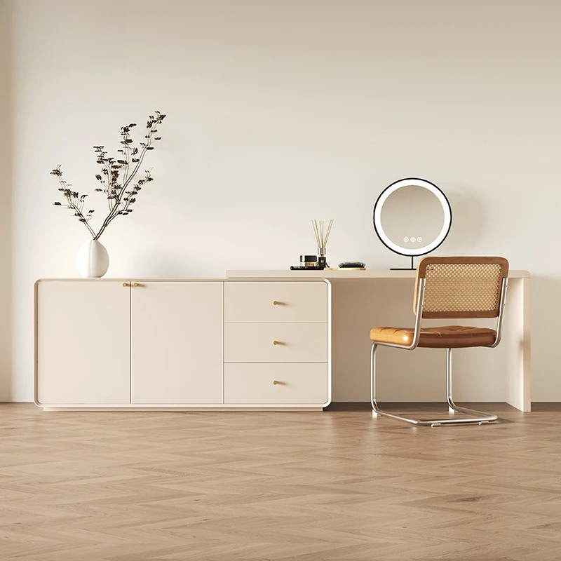 

Выдвижной встроенный зеркальный стол для хранения в главной спальне из цельного дерева