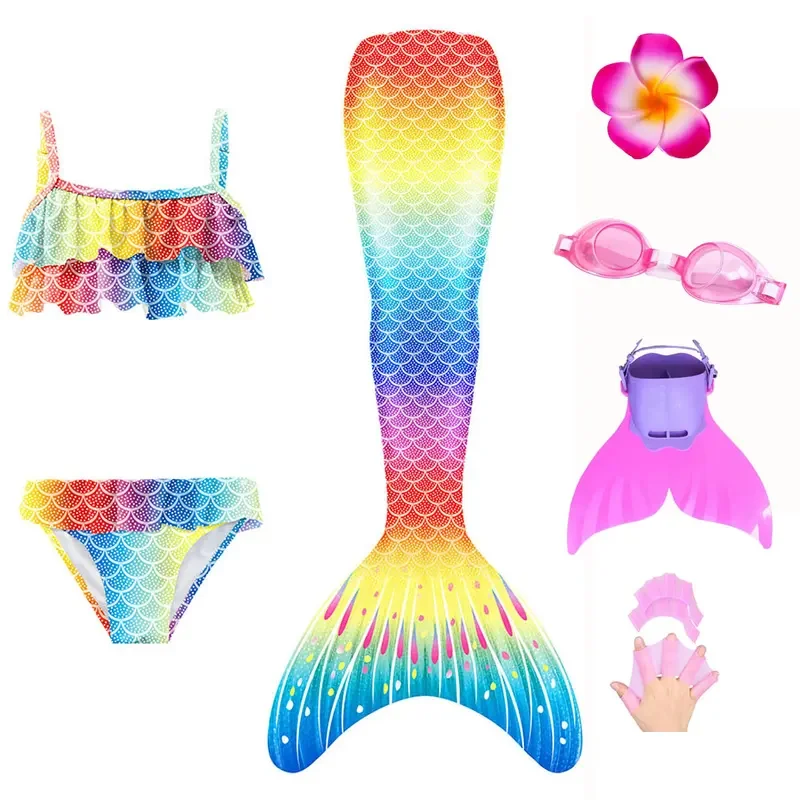 ชุดหางนางเงือกบิกินี่ท็อปส์กางเกงขาสั้นสําหรับสาวว่ายน้ํานางเงือกแฟนซี beachwear ชุดว่ายน้ําชุดคอสเพลย์