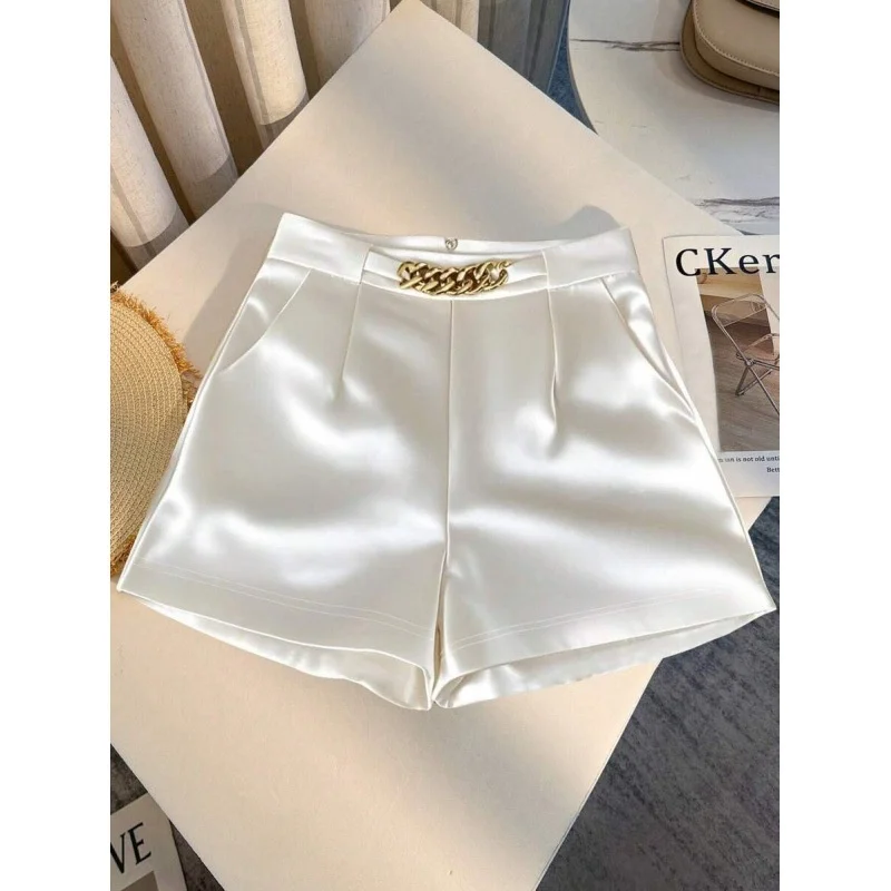 

Шорты с высокой талией и широкими штанинами, нейтральный стиль, повседневные брюки для женщин, весенний сезон, другие материалы, 100% трансграничная поставка