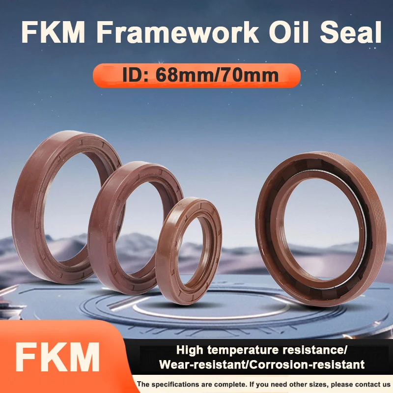 ID 68/70m OD 80-125mm FKM Framework Oil Seal TC/FB/TG4 Fluoro Rubber Gasket Rings Cover Double Lip with Spring for Bearing Shaft