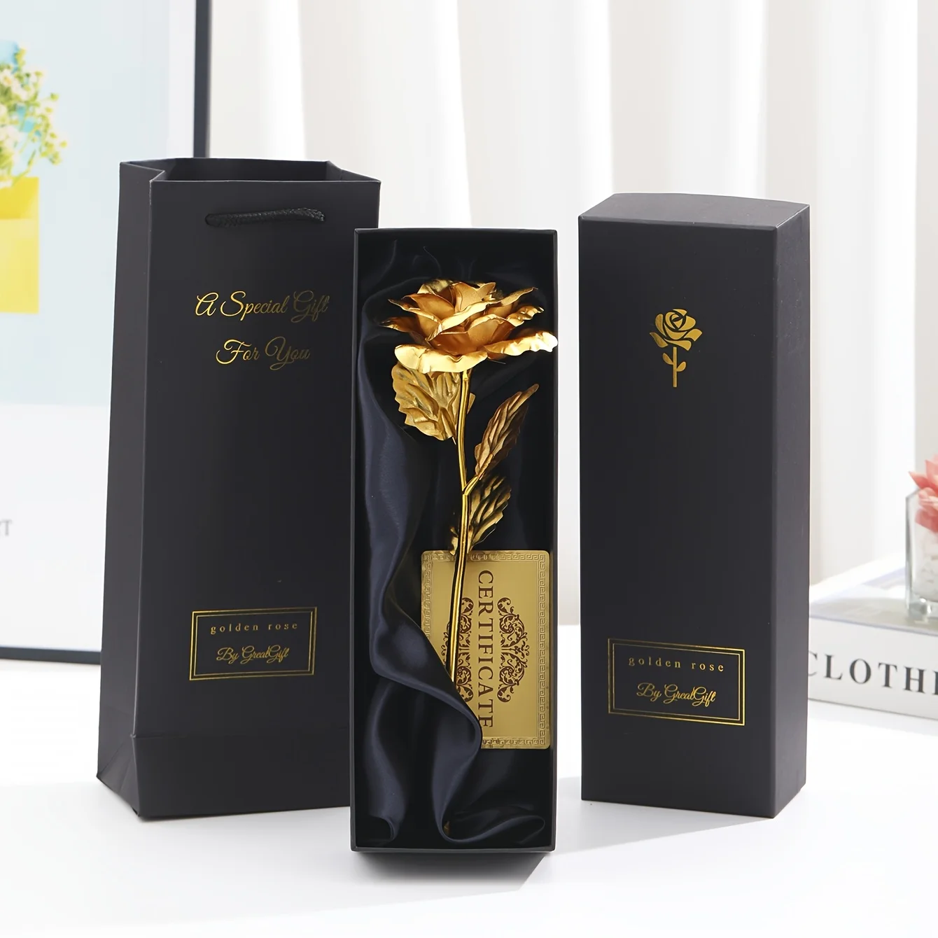 Folien-Rose mit Geschenkbox & Karte Ewige Rose Geschenke für Valentinstag Erntedankfest Muttertag Partydekoration