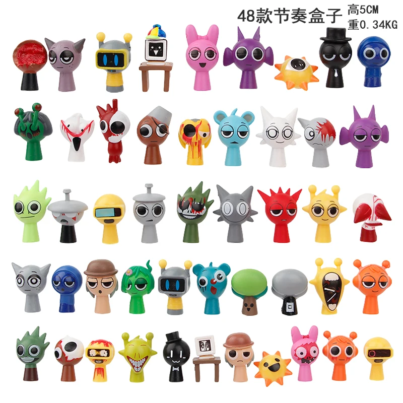 48pcs/Set Mini Sprunki Action Figure Toy Cartoon Movie Sprunki Wenda Model Doll Figurines Kids Gift image 2