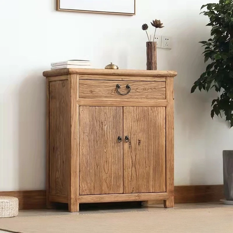 New Chinese-style Zen-style old elm dining side cabinet, B & B wind porch cabinet, weathered door panel, household solid wood