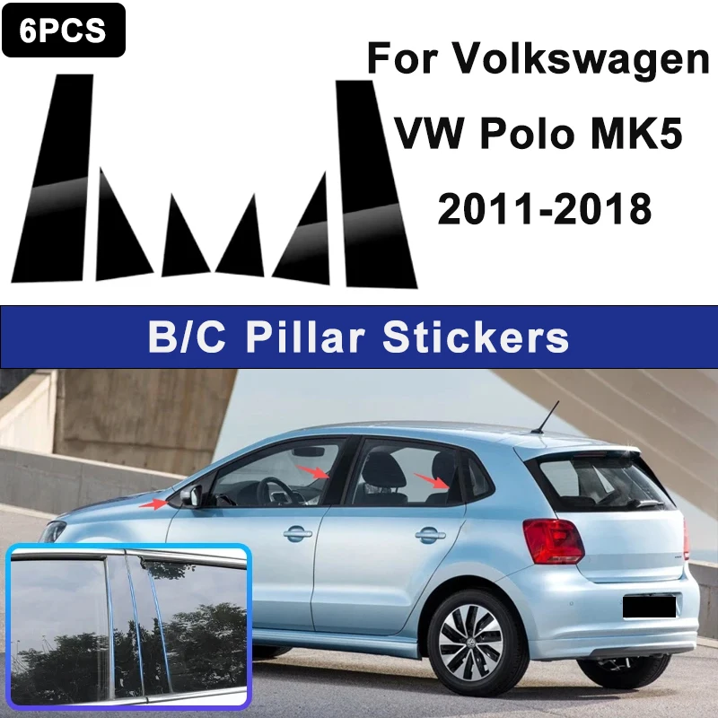 

Декоративные накладки на окна автомобиля, подходящие для Volkswagen VW Polo MK5 2011-2018, используются для украшения центральной стойки, автомобильная деталь.