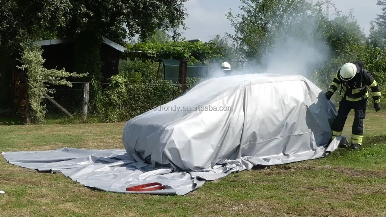 Coperta antincendio per auto EV per veicoli elettrici ignifughi estremamente grandi ad alta temperatura 6Mx8m/6x9m