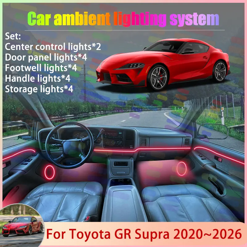 

For Toyota GR Supra MK5 2020~2026 J29 DB A90 A912/18 in 1 Car Atmosphere Light Lamp RGB Shade Ensemble Streamer Atmosphere Set