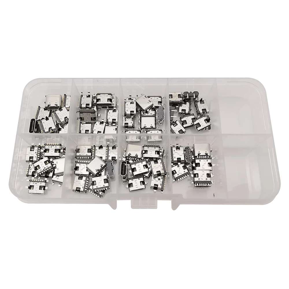 80Pcs/Box 8 Models Type-C USB Female Socket Charging Connector 2Pin 6Pin 16Pin for Phone and Digital Product Repair Kits - Image 2