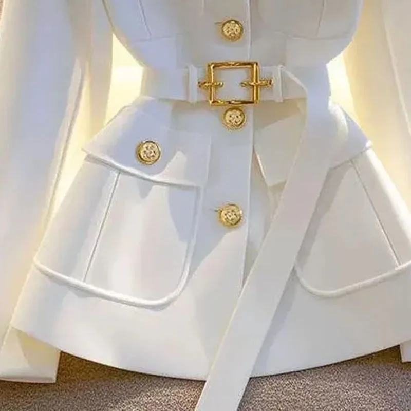 المرأة طويلة الأكمام مكتب الحلل معطف الخريف الشتاء الصلبة عادية واحدة الصدر المشمش شيك السترة السيدات السترات الملابس