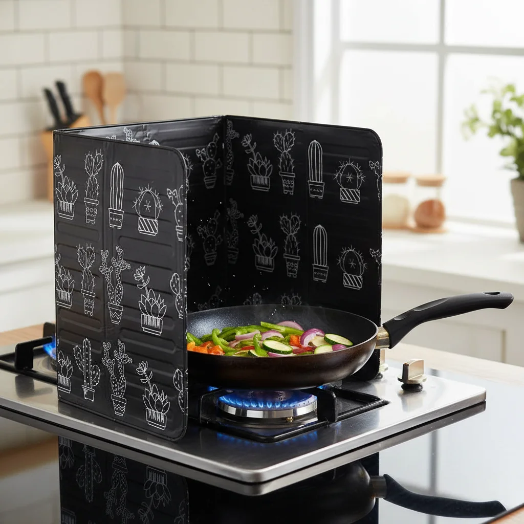 Aluminum Foldable Kitchen Gas Stove Baffle Plate Kitchen Frying Pan Oil Splash Protection Screen Heat Shields Kichen Accessories