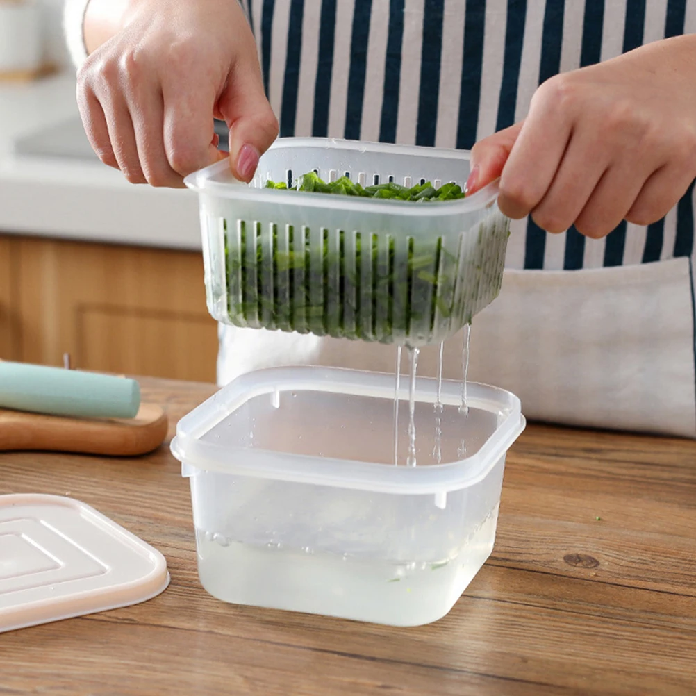 

4 Pcs Crisper Draining Sealing Fresh-keeping Case Food Containers Fruit Storage