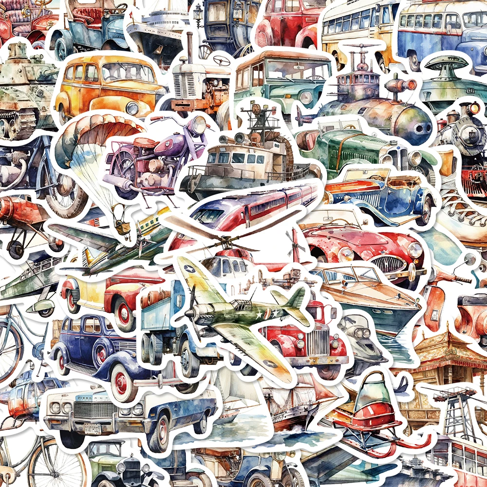 

50pcs Stylish And Cute Stickers Nostalgia Scrapbooking Luggage Living Coffee Room Laptop Waterproof Phone Skateboard Sticker
