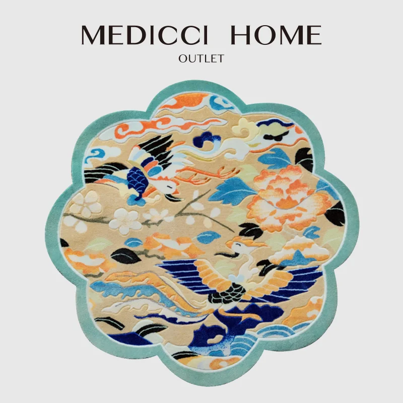 

Medicci Home Phoenix Carpet Luxury Rug Chinese Ancient Lucky Animal Insqired Soft Hallway Entry Door Mat Bedside Blanket 100x100