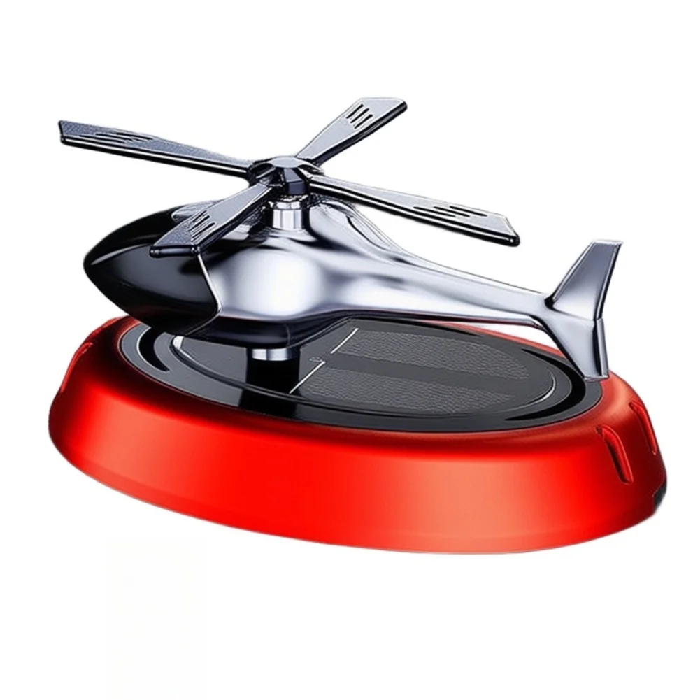 Solar Powered Rotation Helicopter Solar Aromatherapy Car Air Freshener Alloy+ABS Wooden Fragrance Auto Aroma Diffuser