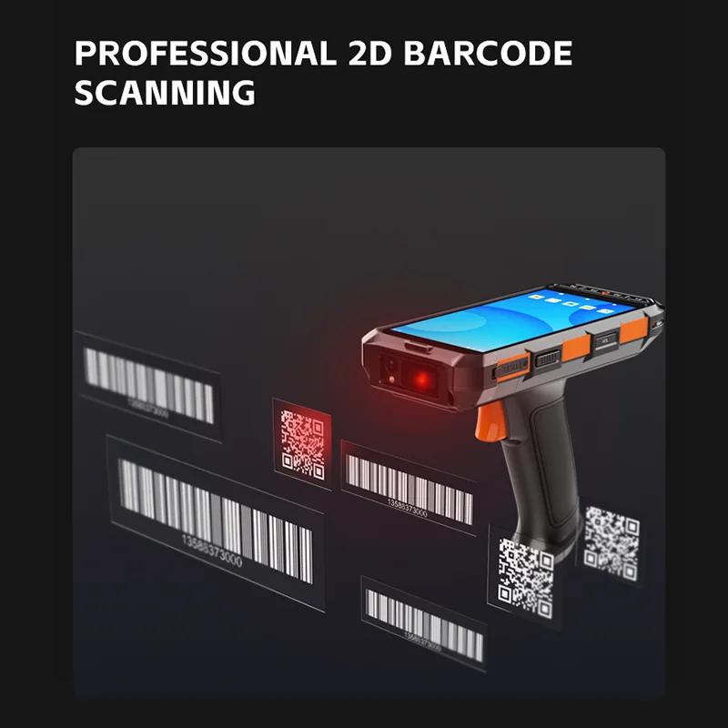 Handheld 2D Barcode Scanner 5.5inch Cordless Data Collector Terminal NFC RFID PDA for Access Control and Inventory