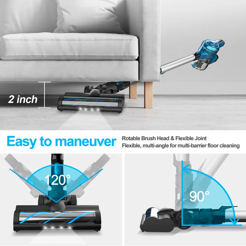 INSE S6 Cordless Stick odkurzacz bezszczotkowy silnik 23Kpa 250W lekki ręczny do dywanów twarde podłogi zwierząt włosy