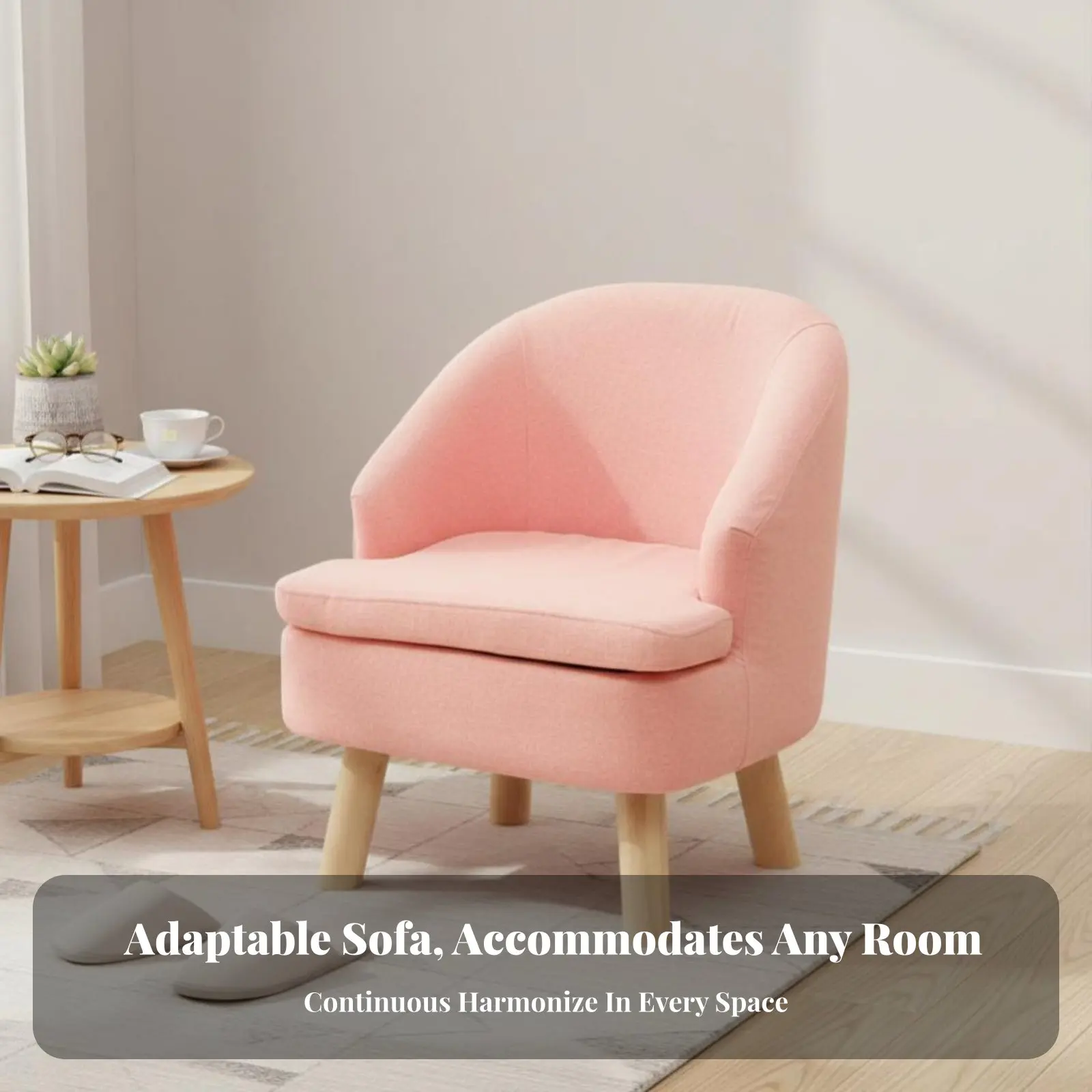 Space-Efficient Upholstered Armchair Space-Saving Single Sofa Removable and Cleanable Cover Minimalist Design for Renters - view 4