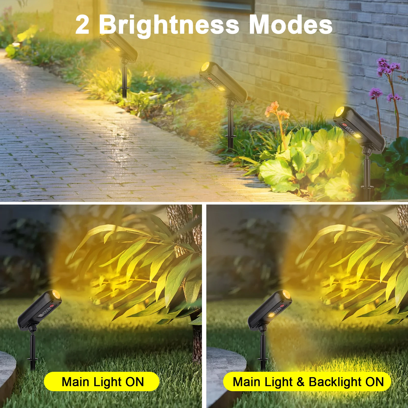 4PCS Solar LED Light Outdoor Solar Wall Light IP65 3000K Garden Light Solar Spotlights Solar Uplights for Trees Pathway Yard