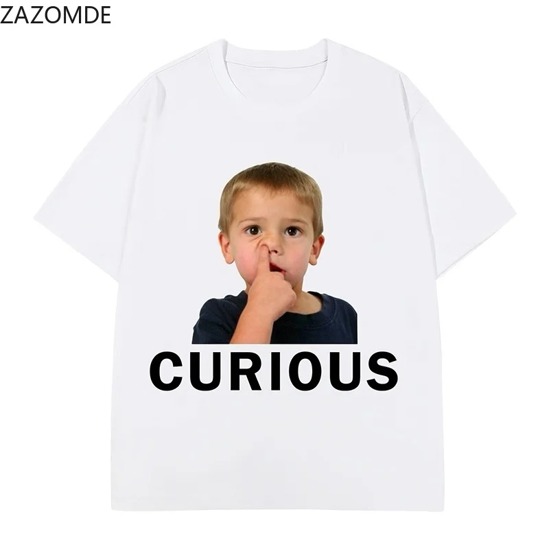 ZAZOMDE Lazy Loose Fit Casual Oversized Tshirt Funny Surprise Face Portrait Curious Simple Letter Daily Basic Short Sleeve Tees