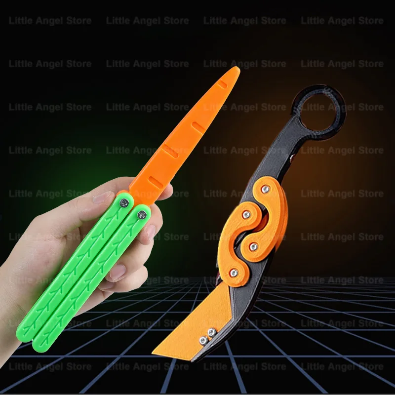 Neue 3D Gedruckt Schwerkraft Klaue Messer Spielzeug Stress Relief Schmetterling Zappeln Hand Greifer Sensorischen Spielzeug Klapp Klaue Messer Rettich für Geschenk