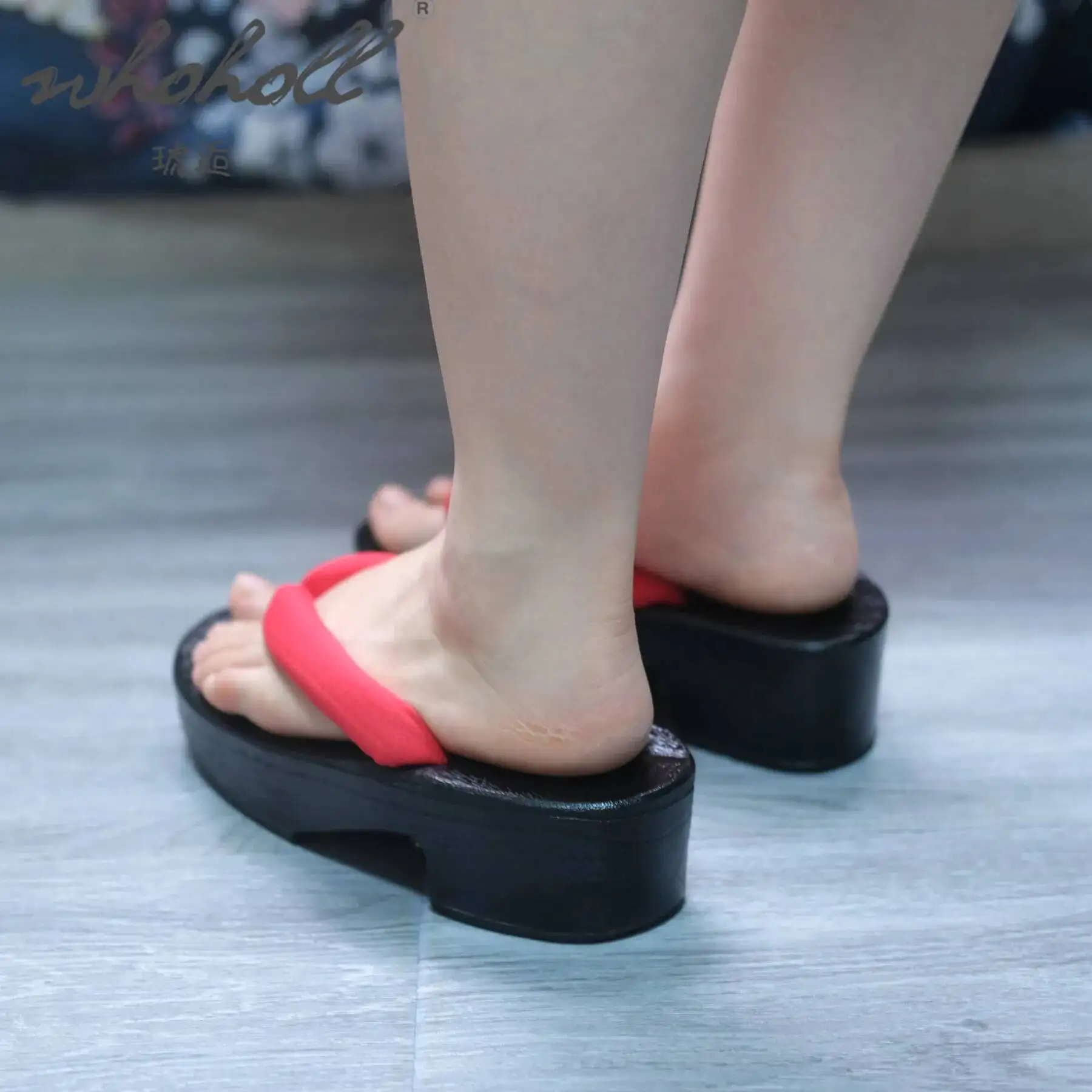 Sandalias de madera Geta japonesa Geisha samurái para mujer, zapatos de Cosplay de Anime, chanclas de plataforma gruesa con cuña, zuecos