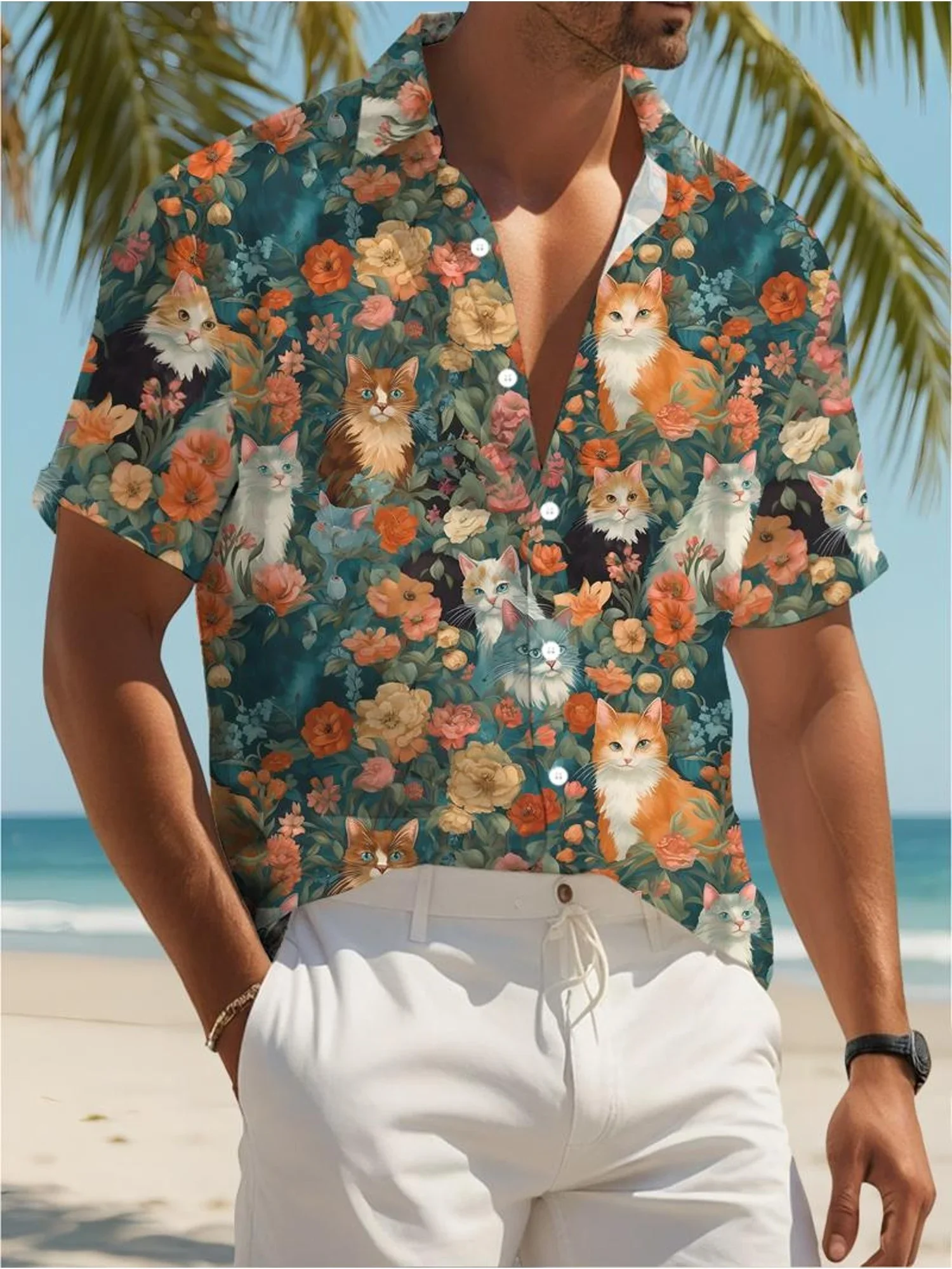 Casual Stylish Men's Hawaiian Shirt Summer Man Short Sleeve Vibrant Graphic Print Lightweight Tops For Beach Vacations