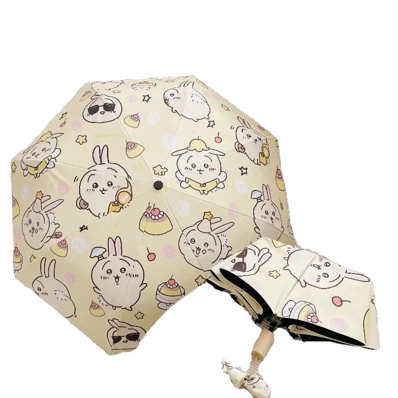 Anime Chiikawa Umbrella Sun Protection Uv Protection Cute Fold Female Clear Rain Dual Use Sun Sunshade Kawaii Cartoon view 5