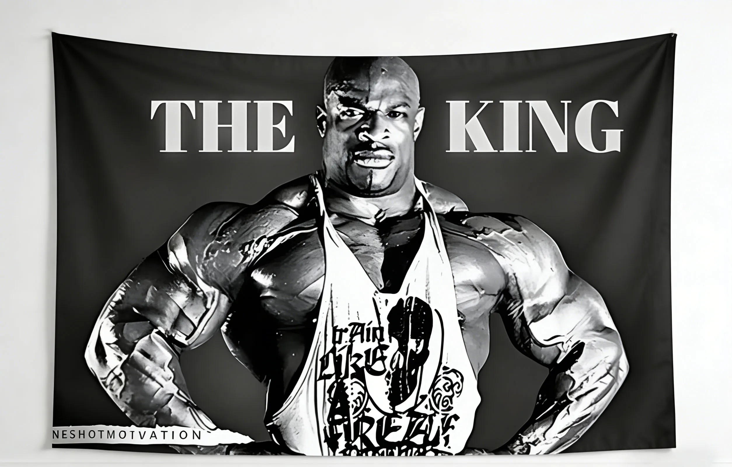1 Ronnie Coleman Bodybuilding-Wandteppich, geeignet für Männerhöhle, Schlafzimmer, Wohnheim, ästhetische Wanddekoration für Fitness-Enthusiasten