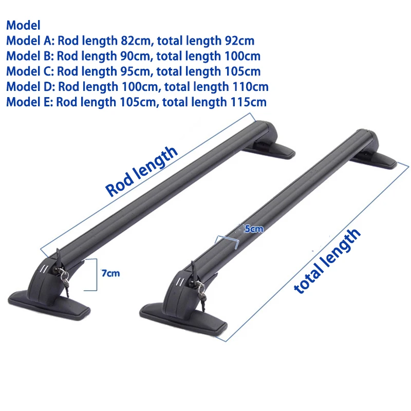 1 Pair/2pcs Universal Vehicle Car Roof Mounting Rack Rail Bar Black Aluminum Luggage Carrier with Lock Top Car Rack