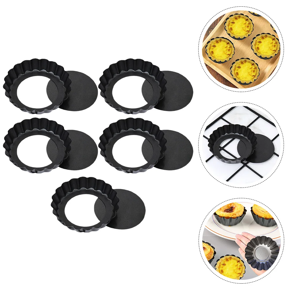 

5 Pcs Round Hinged Pan Cooking Tart Molds Pie Mini Pans Muffins Baking Small Trays Dish Cake