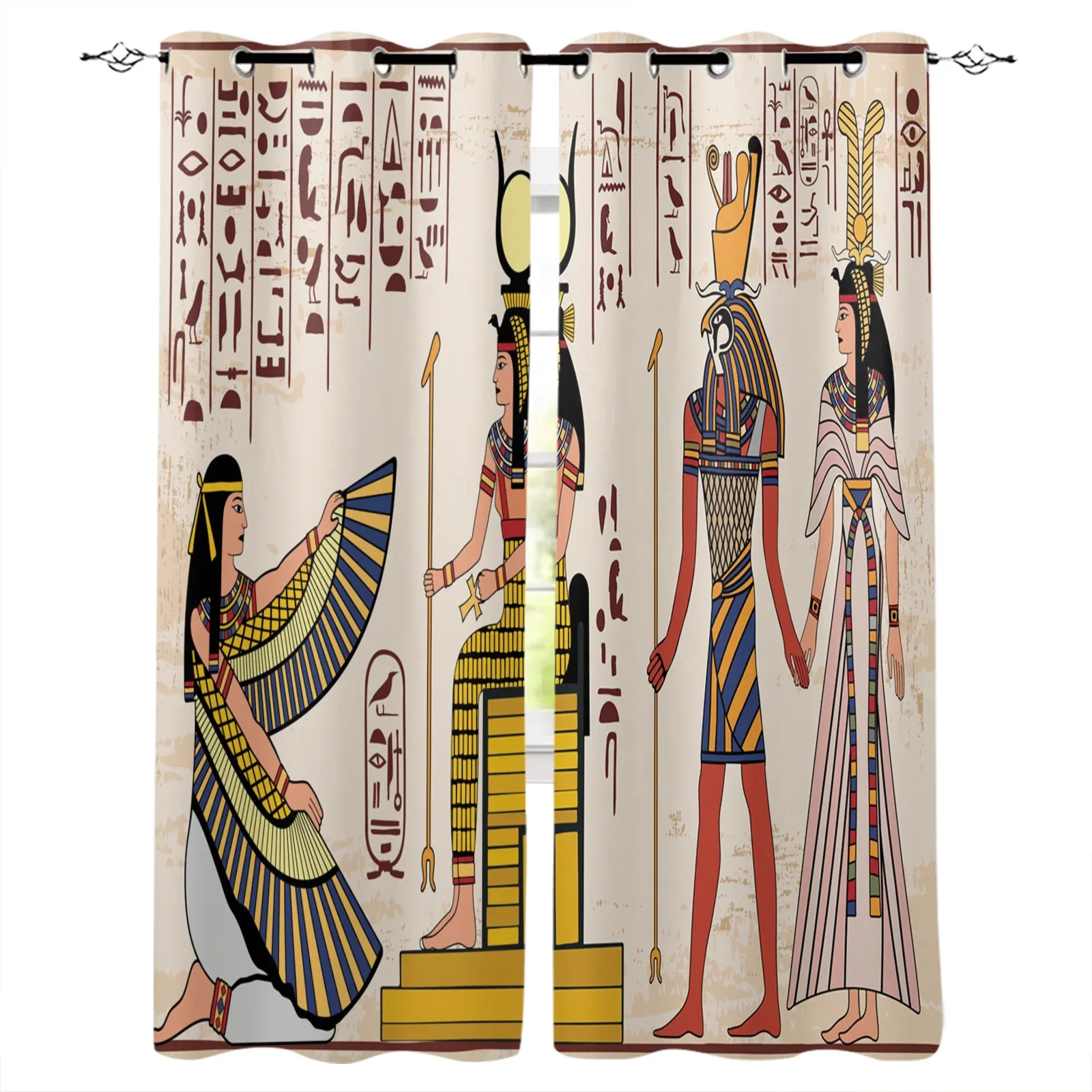 

Egyptian Mural Culture Ancient Art Blackout Curtains Window Curtains for Bedroom Living Room Decor Window Treatments