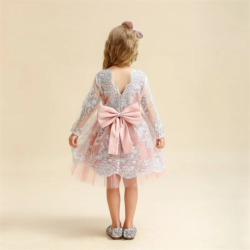 Baby Girl 1st Birthday Party Dress Infant Christening Tutu Gown Toddler Girls Baptism Christmas Dress Long Sleeves Baby Clothes