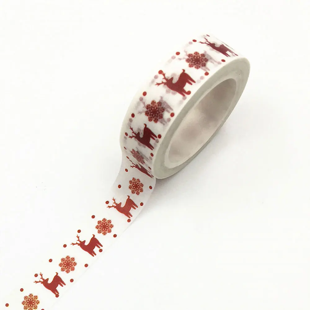 Snow Deer Christmas Tree Decorative Tape Set DIY Scrapbooking Masking Tape School Office Supply Xmas Gift Packaging 15mmX10meter