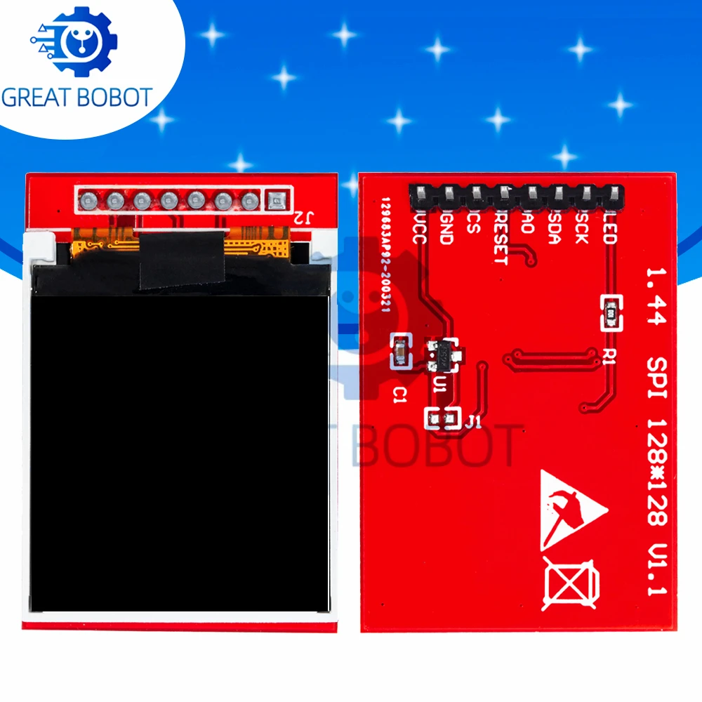 BS 1.44 Inch 128×128 SPI TFT LCD Display Module, 3.3V 1PCS Compatible with Arduino Mega2560, STM32, 51 SCM